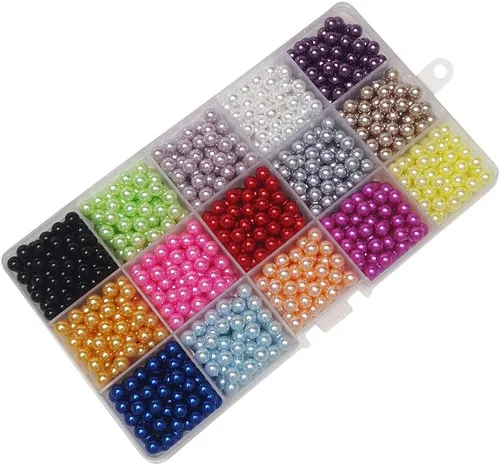 Miniatura 5 de Chenkou Craft 4500 cuentas redondas de 0.15 pulgadas (0.157 in) surtidas, sin agujero, para álbumes de recortes, manualidades, decoración de cuentas