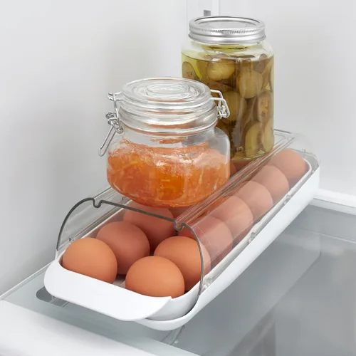 Miniatura 8 de YouCopia FridgeView - Soporte rodante para huevos, organizador de huevos apilable sin BPA con bandeja extraíble para almacenamiento
