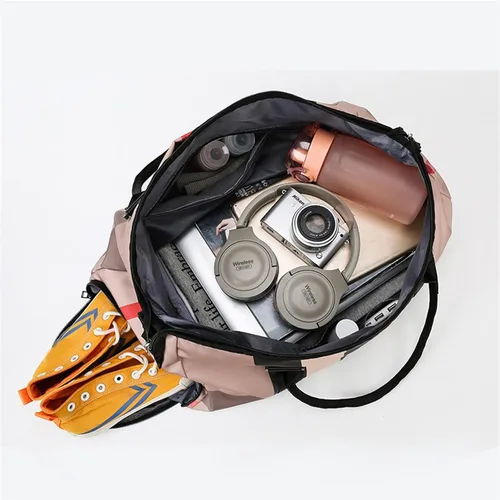 Miniatura 5 de GULRUH Bolsa de gimnasio, bolsas de gimnasio para mujeres y hombres con bolsillo para zapatos, de nailon, grande, a la moda, para viajes