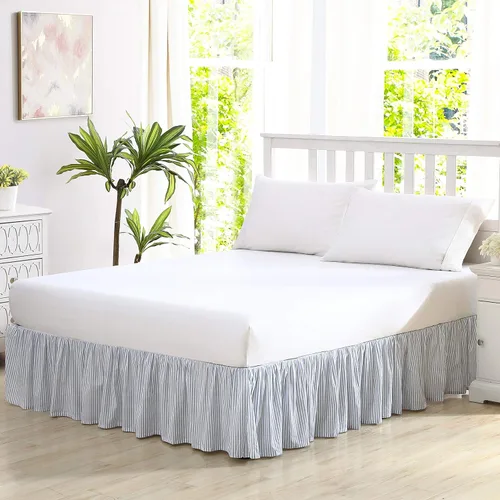 Laura Ashley - Falda de cama individual, tela 100% algodón con una construcción suave y ligera, longitud de caída de 14.5 pulgadas, diseño de ropa