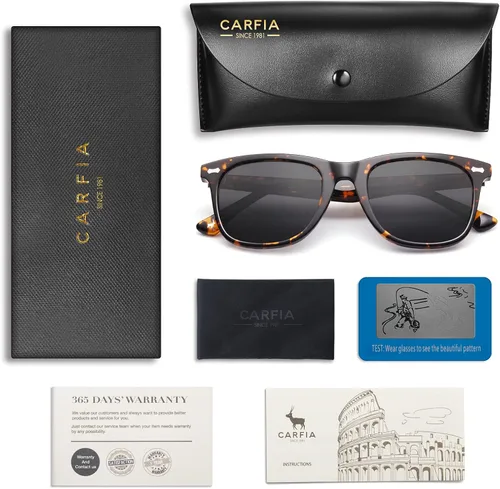 Miniatura 37 de CARFIA Lentes de sol polarizados cuadrados para hombre, protección UV400, acetato retro, hechos a mano, hechos a mano