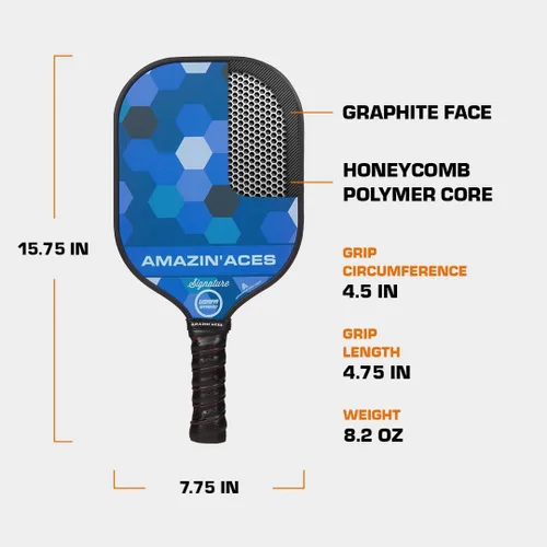 Miniatura 3 de Amazin' Aces Juego de paletas de pickleball de grafito, individuales, 2 o 4 palas, núcleo de polímero de panal con cómodo agarre acolchado