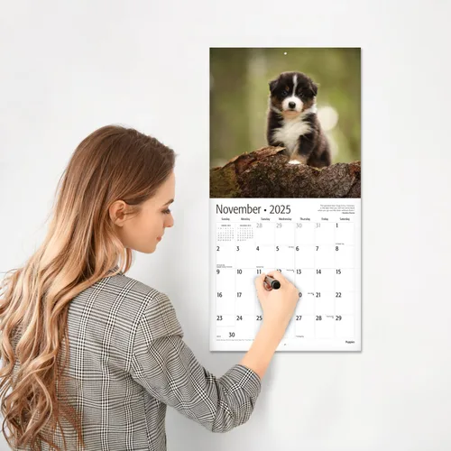 Miniatura 4 de RED EMBER Calendario de pared 2025 con diseño de cachorros de 12 meses, 12 x 24 pulgadas, abierto, papel grueso y resistente, para regalo