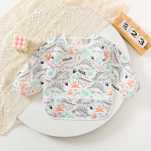 Miniatura 5 de Paquete de 3 baberos de manga larga, bata de bebé para comer de 6 a 30 meses, baberos reutilizables para bebés y niños pequeños C (3 paquete)