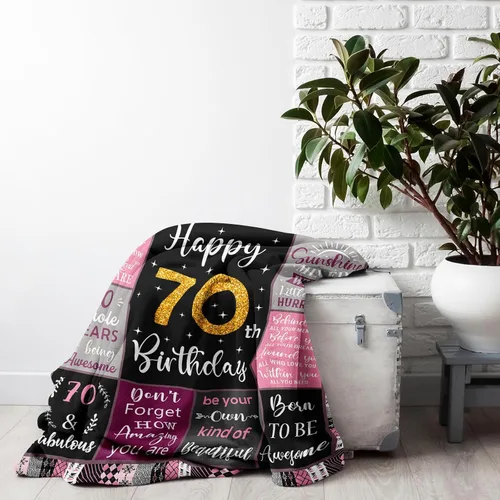 Miniatura 6 de Amonee-YL Regalos de 70 cumpleaños para mujeres, regalos para mujer de 70 años, mantas de regalo de cumpleaños de 70 50"X60", mejores regalos