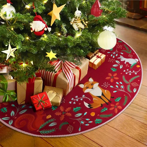 Miniatura 2 de Falda de árbol de Navidad de 36 pulgadas, animales del bosque, decoración de falda de árbol de Navidad para casa de campo, rústico, Navidad