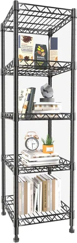 GIOTORENT Unidades de Estantería Metálica de Pie de 5 Niveles, Estante de Alambre de Altura Ajustable Rack de Exhibición para Lavandería Baño Cocina