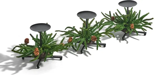 Miniatura 10 de Heleze Juego de 3 portavelas de Navidad, portavelas de hierro negro con bayas rojas de cedro sintético, soporte de metal decorativo de 7.1 pulgadas