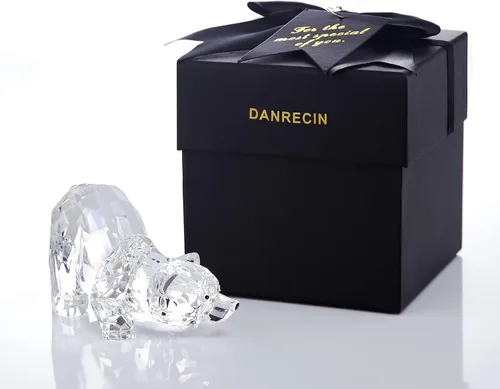 Miniatura 5 de Figura acrílica de oso lindo animal para decoración del hogar, no decoraciones de cristal para estantería, mesa de comedor y escritorio (B)