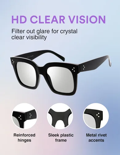 Miniatura 37 de zeroUV - Gafas de sol cuadradas retro de moda de gran tamaño para mujer estilo vintage 1.969 pulgadas
