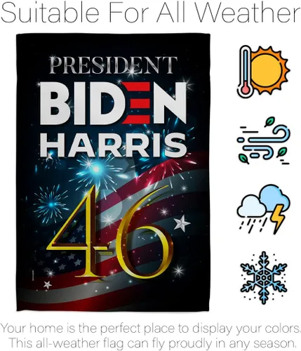 Miniatura 6 de Biden Harris Flag Juego de bandera de jardín President 46 con soporte de pared para votación patriótica, fiesta de té republicana demócrata