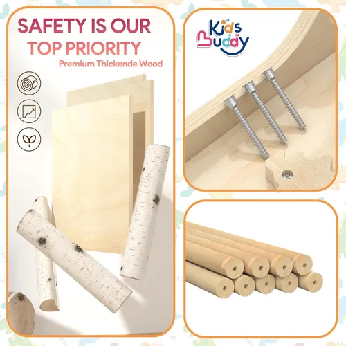 Miniatura 9 de Set de Triángulo Pikler con Cojín 9 en 1 Juguetes de Escalada para Niños Pequeños 1-3 Gimnasio de Escalada Interior para Bebés Juguetes Montessori