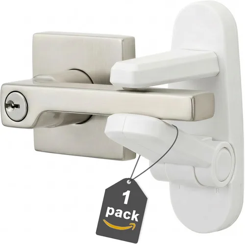 Cerradura de palanca de puerta a prueba de niños (paquete de 1) para seguridad de los niños, evita que los bebés abran puertas, cerradura de puerta