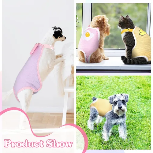 Miniatura 3 de Nuanchu 3 piezas de pañales sanitarios para perros hembras con tirantes ajustables, pañales lavables y reutilizables para perros pequeños, medianos