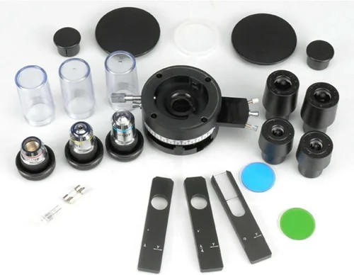 Miniatura 2 de AmScope Microscopio binocular polarizador PZ200BA, oculares WF10x y WF16x, aumento 40X-640X, objetivos acromáticos de plan sin tensión