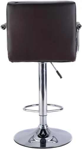 Miniatura 4 de Juego de 2 taburetes de bar de cuero de la PU silla ajustable contador giratorio con brazo (marrón)