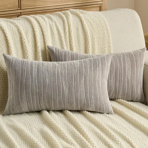 Miniatura 18 de FUTEI Paquete de 2 fundas de cojín de felpilla de 16 x 16 pulgadas, fundas de cojín decorativas con textura de línea suave, decoración moderna