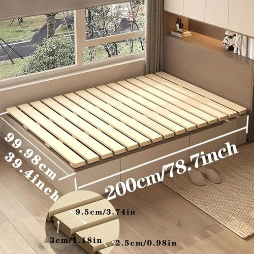 Miniatura 8 de Base de cama japonesa plegable con listones para piso, plataforma de piso de madera, tatami para invitados