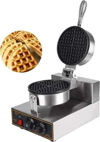 Máquina comercial para hacer gofres belga de 1200 W, máquina eléctrica para magdalenas, plancha para gofres, antiadherente, control de temperatura y
