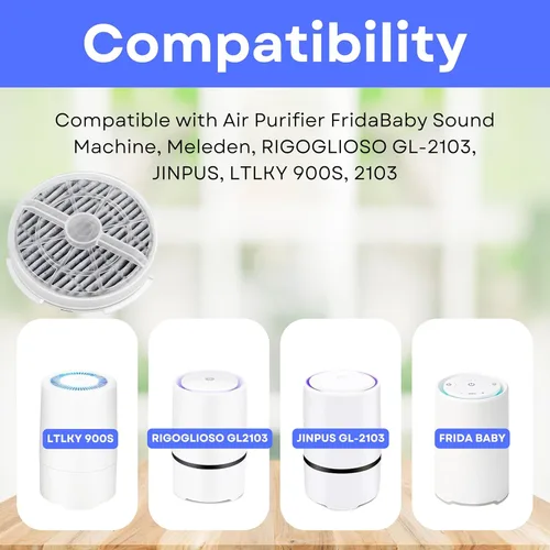 Miniatura 2 de Nispira Repuesto de filtro HEPA de carbón activado Para purificador de aire FridaBaby máquina de sonido, Meleden, RIGOGLIOSO GL-2103, JINPUS