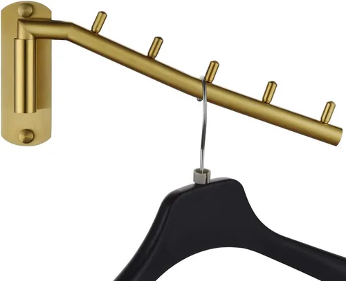 Miniatura 11 de JQK Soporte plegable para colgar ropa, soporte de gancho de brazo oscilante de acero inoxidable, sistema colgante de ropa organizador de cromado