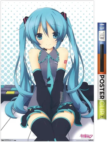 Miniatura 18 de Trends International Hatsune Miku - Póster de pared de llaves, 14.725 x 22.375 pulgadas, versión enmarcada de madera de granero