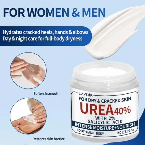 Miniatura 5 de Crema de urea 40% con ácido salicílico al 2%, hidratante de máxima fuerza para piel seca y agrietada en pies, manos, talones, codos y rodillas, 5.29
