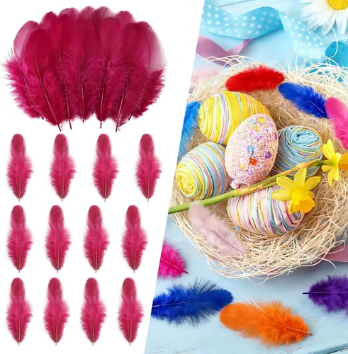 Miniatura 15 de THARAHT Plumas coloridas de gallo artesanal, 300 plumas de colores de 3 a 5 pulgadas, a granel para jardín de infantes, manualidades, boda, hogar