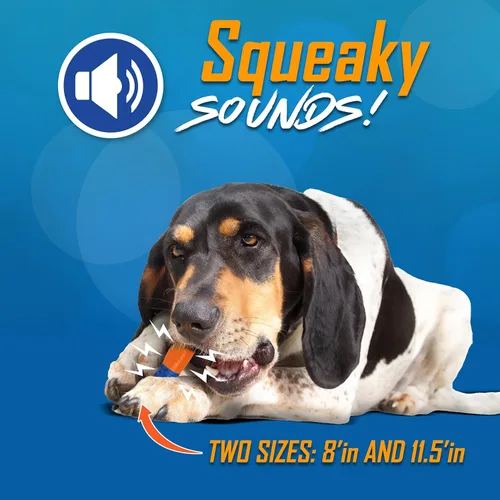 Miniatura 2 de Nerf Dog Exo Squeak Stick - Juguete para perros al aire libre, juguete chirriante de 8 pulgadas para cachorros y perros pequeños, azul/naranja
