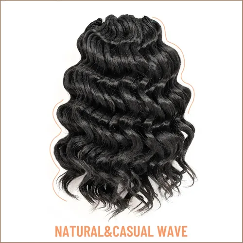 Miniatura 2 de Toyotress Extensiones de cabello de ganchillo de onda marina - 8 pulgadas, 8 paquetes, trenzado natural negro de onda marina, extensiones de cabello
