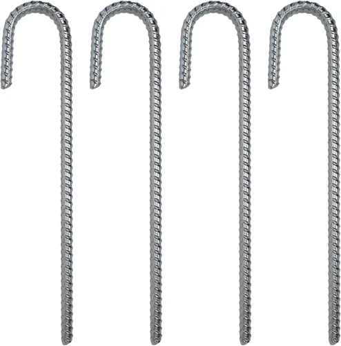 Miniatura 22 de Pinnacle Mercantile - Juego de estacas de refuerzo con extremo en forma de gancho, resistentes, acero inoxidable, 12 pulgadas, punta cincelada
