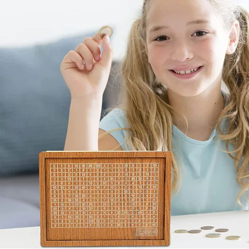 Miniatura 5 de Kakeibo - Caja de madera para ahorrar dinero, alcancía para adultos y niños, banco de monedas para niños y niñas, caja de ahorro de madera