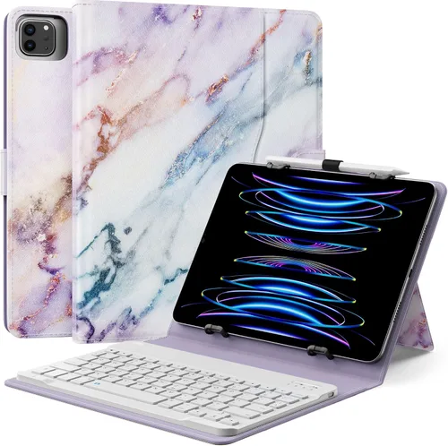 Miniatura 17 de MoKo Funda universal para tablet con teclado QWERTY para tablet de 9", 9.7", 10.1", 10.2", 10.4", 10.5", 10.9", con teclado Bluetooth inalámbrico