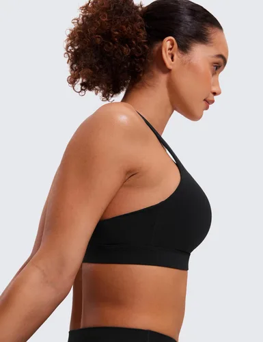 Miniatura 5 de CRZ YOGA - Top deportivo con tirantes delgados para mujer, brasier deportivo acolchado para yoga, entrenamiento y fitness, con espalda cruzada