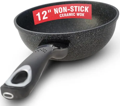 Miniatura 9 de HOME N KITCHENWARE Wok de cerámica antiadherente - Utensilios de cocina de 9 capas de alta calidad, revestimiento de mármol coreano, aluminio