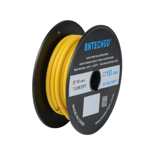 Miniatura 25 de BNTECHGO Carrete de alambre de silicona calibre 10 de 25 pies, alambre de cobre estañado trenzado de 10 AWG, color azul flexible