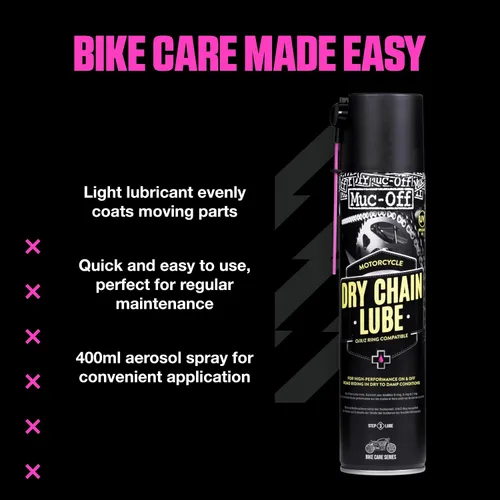 Miniatura 7 de Muc-Off Lubricante de cadena seca para motocicleta, fórmula sintética ultraduradera, lubricación de larga duración, máxima protección de cadena