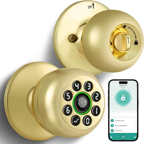 Miniatura 10 de KLLOQUE Fingerprint Door Lock, Smart Fingerprint Door Knob with Keypad, Biometric Door Lock with App Control, Auto Lock Door Lock with Code, Keyless