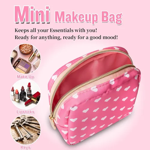 Miniatura 4 de Mini bolsa de maquillaje de nailon para bolso, pequeña y bonita bolsa con cremallera para cosméticos, bolsa impermeable para monedas de viaje