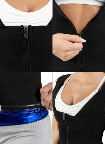Miniatura 6 de Kewlioo Chaleco de polímero para mujer con cremallera que atrapa el calor y mejora el sudor, cómodo traje de sauna, camisa, chaqueta chaleco