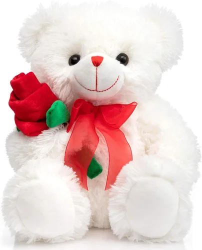 Miniatura 9 de HollyHOME Oso de Peluche Oso de Rosa Oso de Peluche Suave con Sobre Rojo de Felpa Suave Juguetes de Vacaciones Regalo 30 cm Blanco