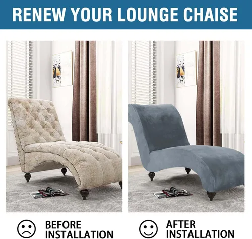 Miniatura 6 de H.VERSAILTEX Funda para Chaise Lounge de Interior de Terciopelo, Funda Deslizable para Chaise de Alta Elasticidad, Funda para Silla Lounge de Lujo