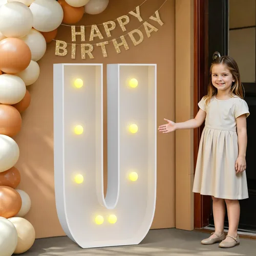 Miniatura 12 de IMPRSV Letras de mosaico iluminadas de marquesina, 4 pies para globos y fiestas, decoración de kit de arco