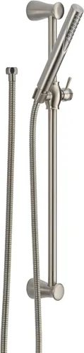 Juego de kit de borde de bañera y ducha Delta Compel con barra deslizante, cabezal de ducha de mano de níquel cepillado, ducha de mano con barra
