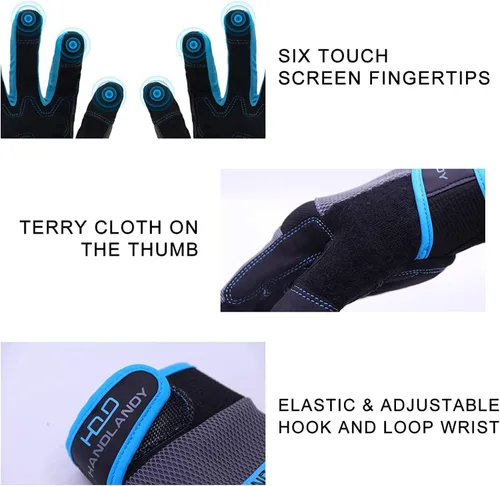 Miniatura 3 de AIGEVTURE Guantes de trabajo de seguridad para hombres y mujeres, guantes de mecánico ligeros para pantalla táctil, guantes de trabajo de jardinería