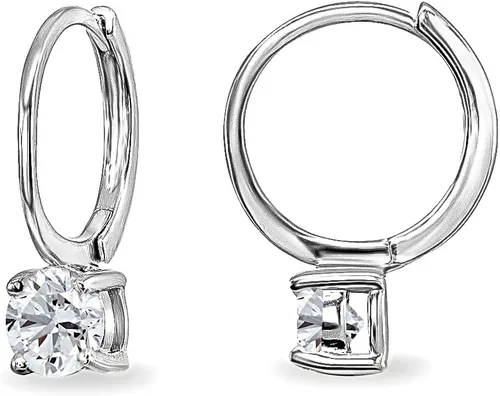 Aretes de aro de plata de ley, aretes de piedra natal, aretes solitarios pequeños redondos de 0.197 in, aretes de piedras preciosas genuinas o