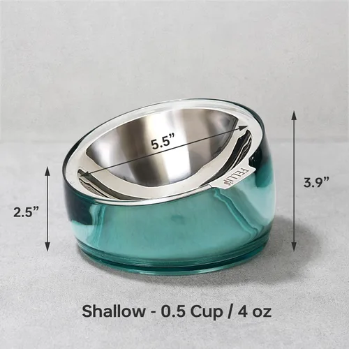 Miniatura 4 de Felli Oblik Cuencos Elevados para Comida de Gatos de Acero Inoxidable 304, Plato Plano Desmontable para Fatiga de Bigotes y Fácil Limpieza en Clásico