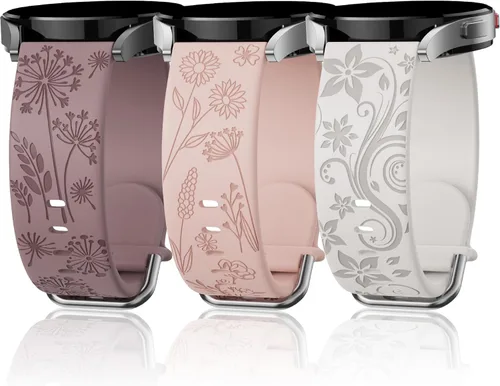 Miniatura 11 de Flower Engraved Bands Compatible with Samsung Galaxy Watch 7/ FE/ 6/5/ 4/ Active 2 40mm 44mm/ 5 Pro 45mm/ Watch 6/4 Classic 43mm 47mm 42mm 46mm, 3