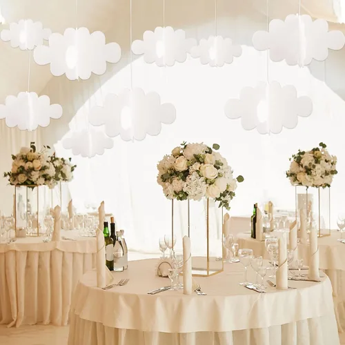 Miniatura 5 de 16 piezas 3D Nubes colgantes para techo, nubes artificiales, accesorios de nube falsa, decoración de pared, nubes de imitación, decoración de baby