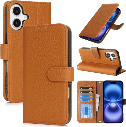 Miniatura 42 de Zouzt Funda para iPhone 11 de 6.1 pulgadas de piel auténtica con 4 ranuras para tarjetas, tarjetero con bloqueo RFID, tapa magnética, función atril